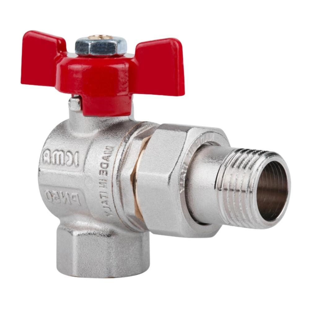 Кран кульовий американка Icma FAR. ROSSA 1/2" кутовий №361, фото 1