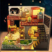 Румбокс Китайська Вілла з квітами DIY House Chinese Villa with Flowers Інтер'єрний конструктор MD-21 + купол