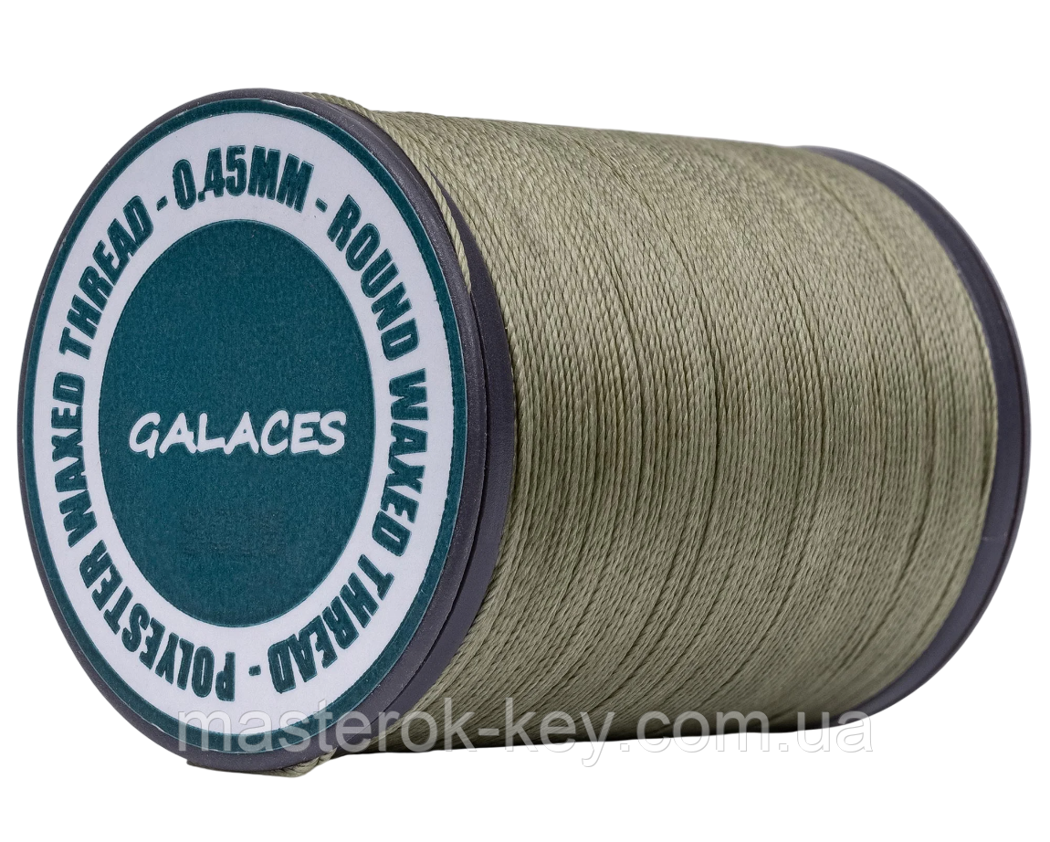 Galaces 0.45 мм сіра (M128) нитка кругла вощена по шкірі