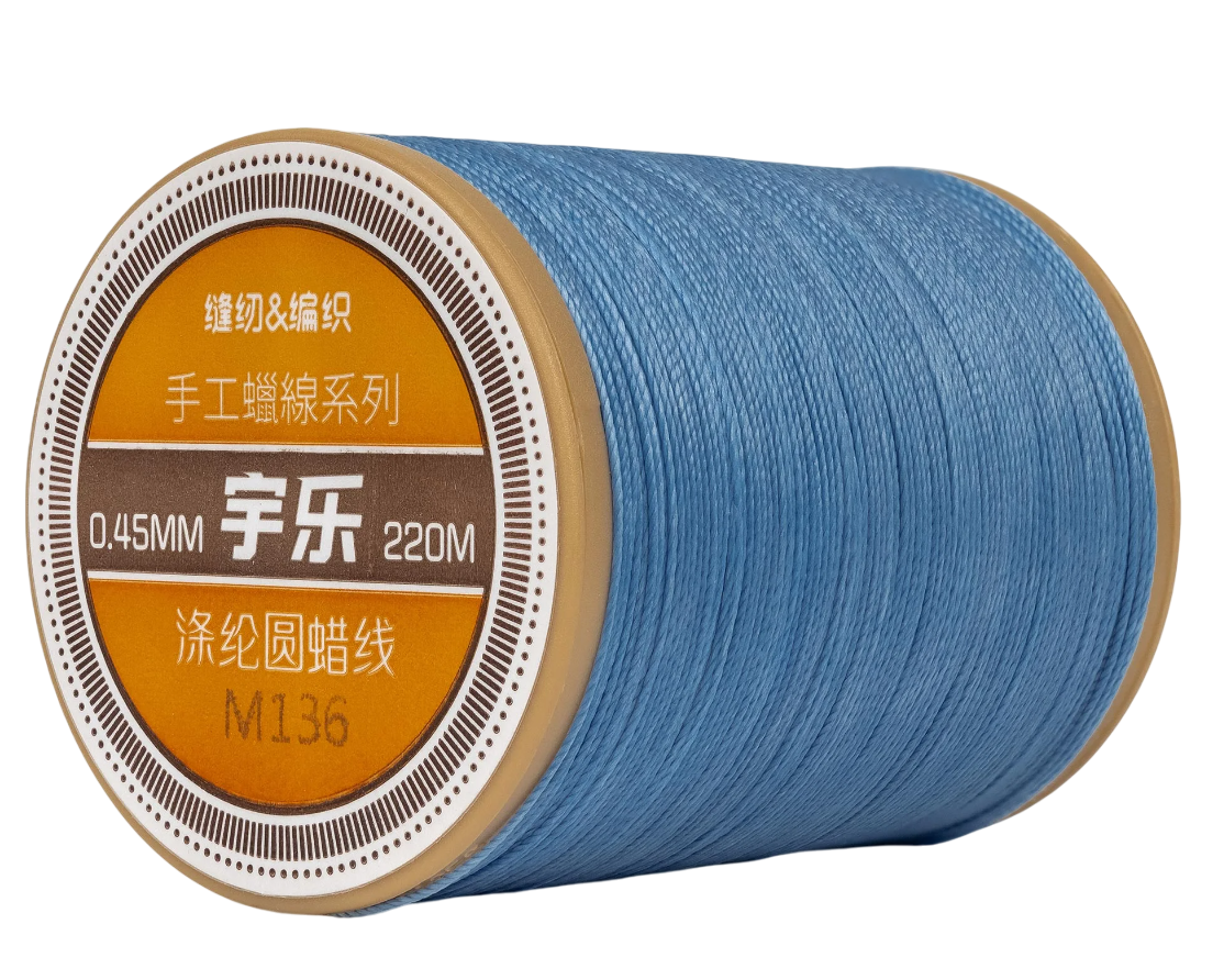 Galaces 0.45 мм блакитна (M136) нитка кругла вощена по шкірі, фото 1