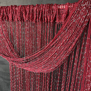 Нитяні штори блискучі в дитячу кімнату кухню, штори нитки для залу кухні квартири, штори нитки в зал кімнату Бордо (NL-5)