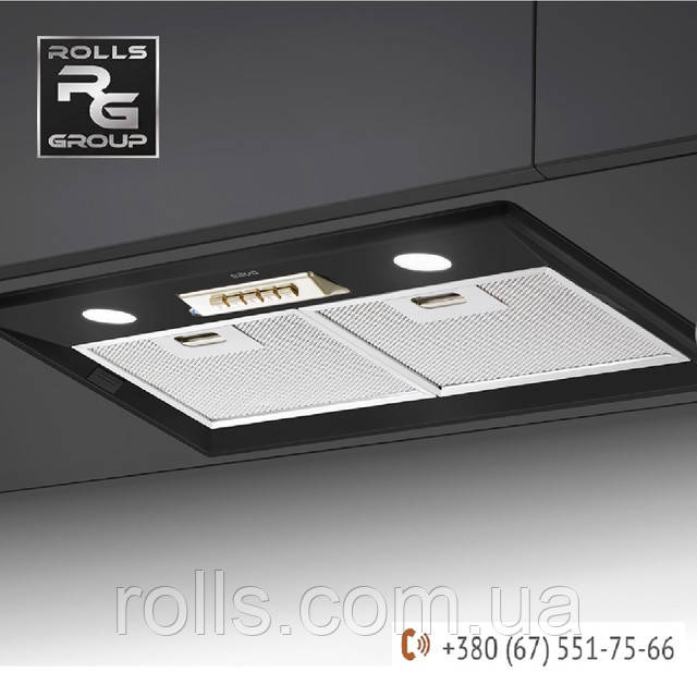 Чорна кухонна витяжка вбудована Savo dGH-m37 RST, Тиха витяжка на кухню без мотора