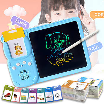 Дитячий планшет з картками для малювання та навчання англійської мови Синій