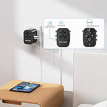 BOKHOM Worldwide Travel Adapter з USB, універсальною розеткою і 3 USB-штекрами (2 USB-A і 1 TYPE-C), адаптер, фото 3