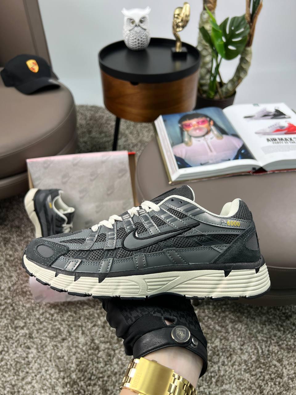 Чоловічі шкіряні текстиль кросівки Nike P-6000 S Reflective Dark Grey, кеди Найк весна осінь. Чоловіче взуття