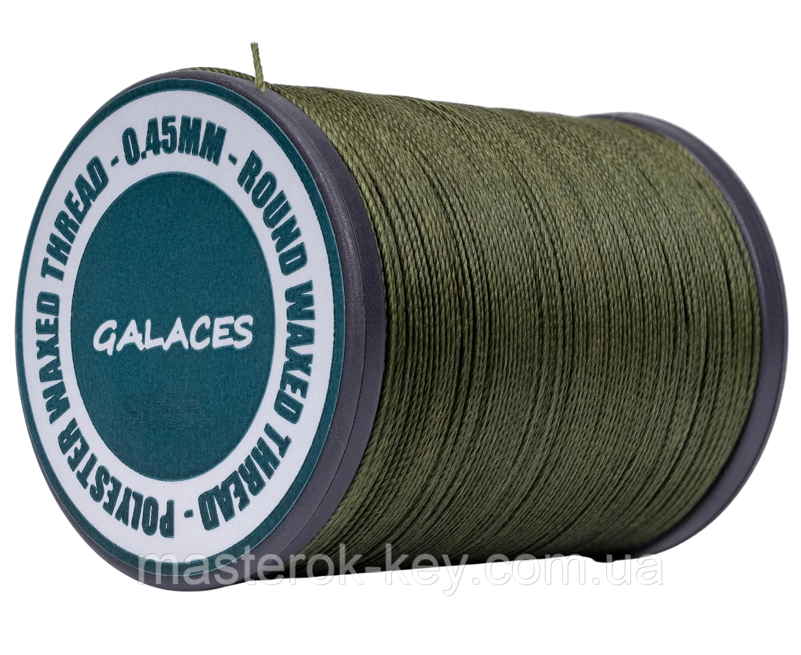 Galaces 0.45 мм болотна (M155) нитка кругла вощена по шкірі