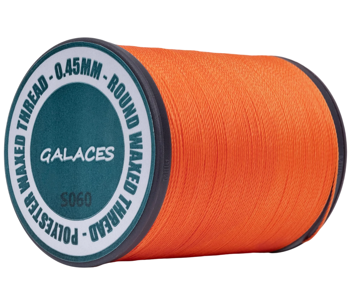 Galaces 0.45 мм жовтогаряча (M160) нитка кругла вощена по шкірі, фото 1