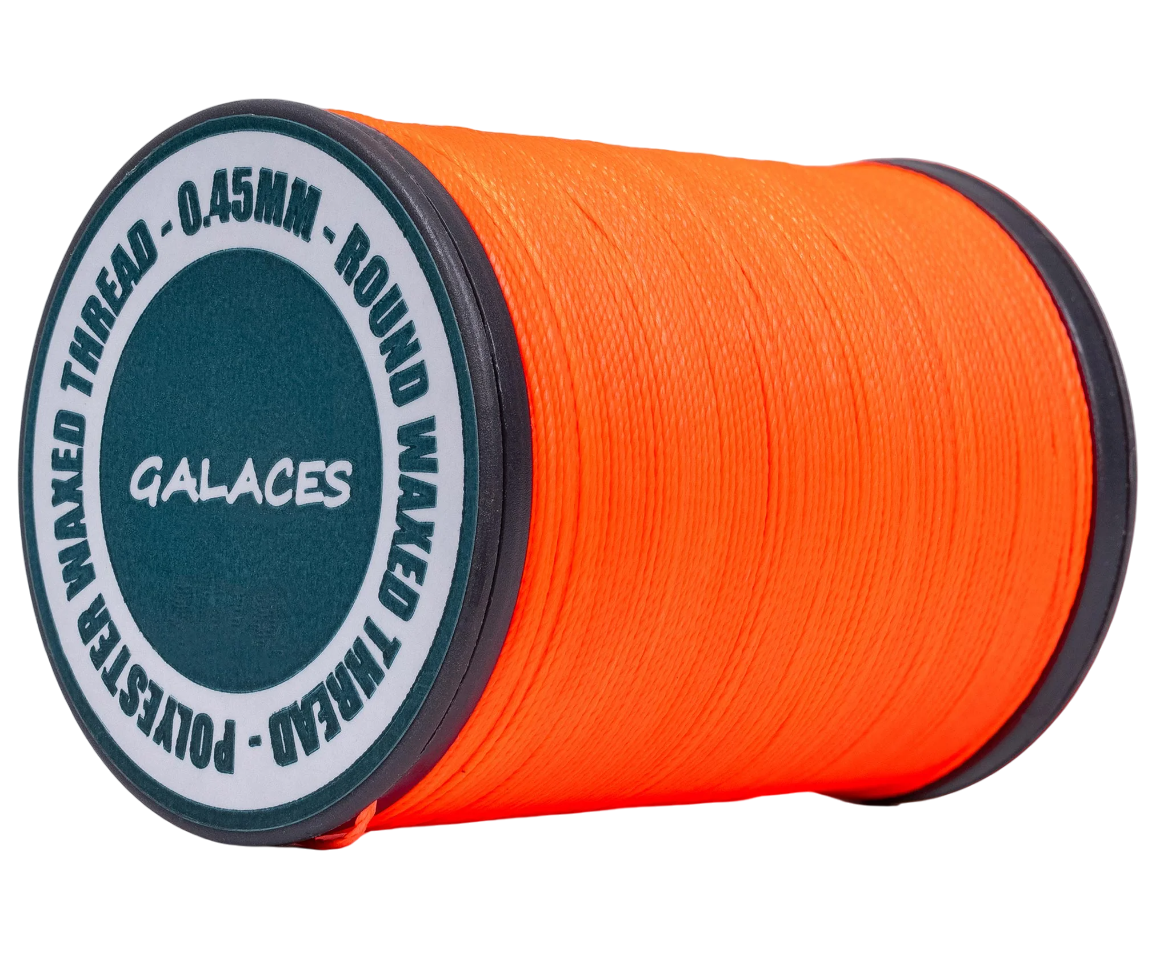 Galaces 0.45 мм яскраво-жовтогаряча (M176) нитка кругла вощена по шкірі, фото 1