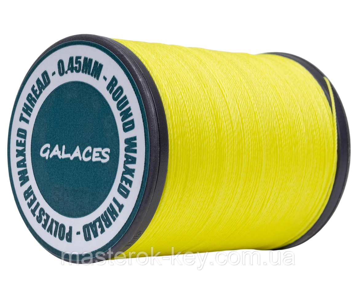 Galaces 0.45 мм яскраво-жовта (M177) нитка кругла вощена по шкірі