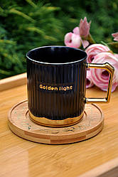 Кавова чашка з блюдцем "Золотий час", 240 мл