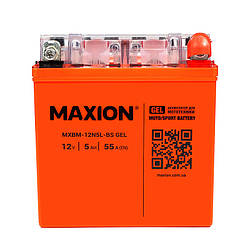 Мото акумулятор MAXION 24MXBM-12N5L-BS GEL (12V, 5Ah, 55A)