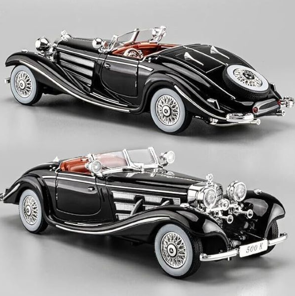 Модель машини Mercedes-Benz 500K 1936 року оснащена звуковими та світловими ефектами чорна, фото 1