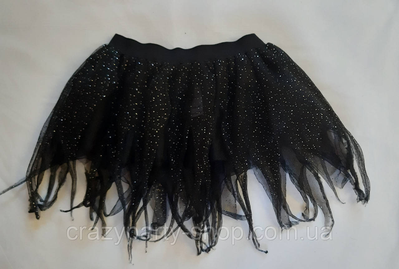 Карнавальна дитяча спідниця фатинова чорна з блискітками ріст 110-116 см, фото 1