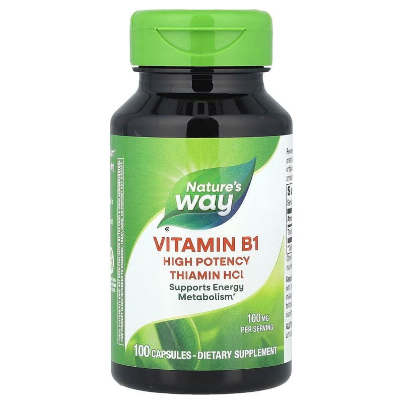 Вітамін B1, Nature's Way "Vitamin B-1" для метаболізму, 100 мг (100 капсул), фото 1