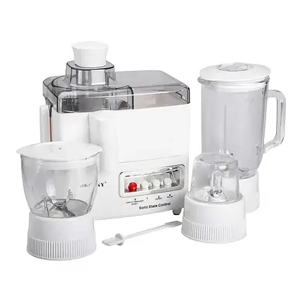 Кухонний комбайн із соковижималкою та кавомолкою Sokany SK-03029 800 Вт блендер 4 в 1 білий, фото 1
