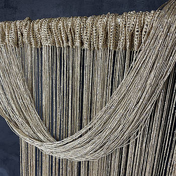 Штори кісею для спальні кухні дитячої з ниток, Кавові (NL-4)