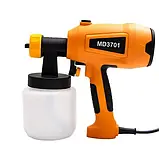 Фарбопульт електричний ручний MD3701, пістолет фарбопилювач із бачком 800 мл, фото 3