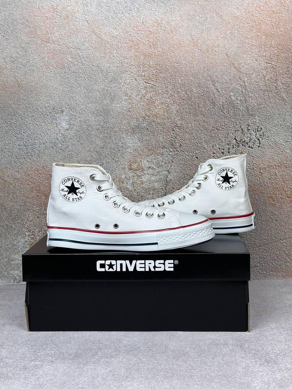 Жіночі кеди Converse All Star White High Конверс високі на платформі білого кольору текстиль демісезон