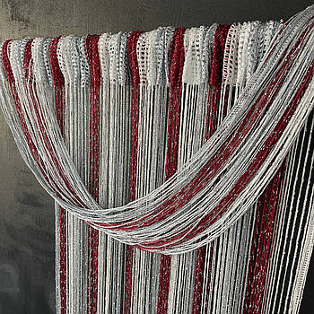 Нитки штори для залу кухні спальні, штори на кухню з люрексом, штори з мотузок в будинок спальню зал Біло-сіро-бордові (NL-211)