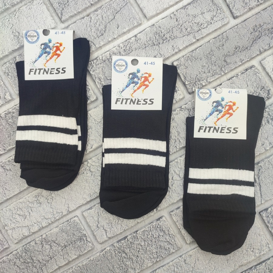 Шкарпетки чоловічі високі весна/осінь р.41-45 чорні+смужки FITNESS ДУКАТ 30039391, фото 1