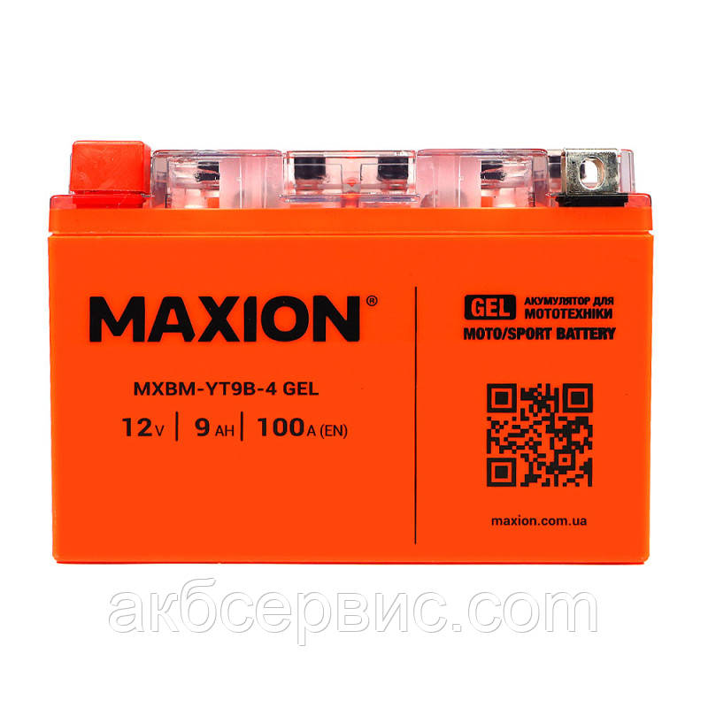Mото аккумулятор MAXION 24MXBM-YT9B-4 GEL (12V, 9Ah, 100A, +/-), фото 1