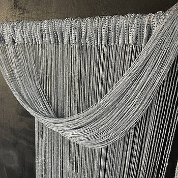 Нитяні штори в зал спальню кімнату квартиру, штора з ниток для будинку квартири передпокою Сірі (NL-19)