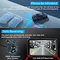 Відеореєстратор Ssontong A16W Dash Cam 2.5K+1080P, WiFi, 64 Гб флешка, нічне бачення, G-сенсор, фото 3