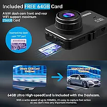 Відеореєстратор Ssontong A16W Dash Cam 2.5K+1080P, WiFi, 64 Гб флешка, нічне бачення, G-сенсор, фото 5