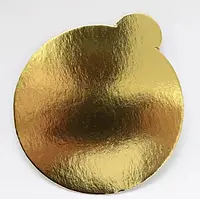 Підложка картонна під торт, золото-срібло, кругла 90мм з ручкою 10мм!