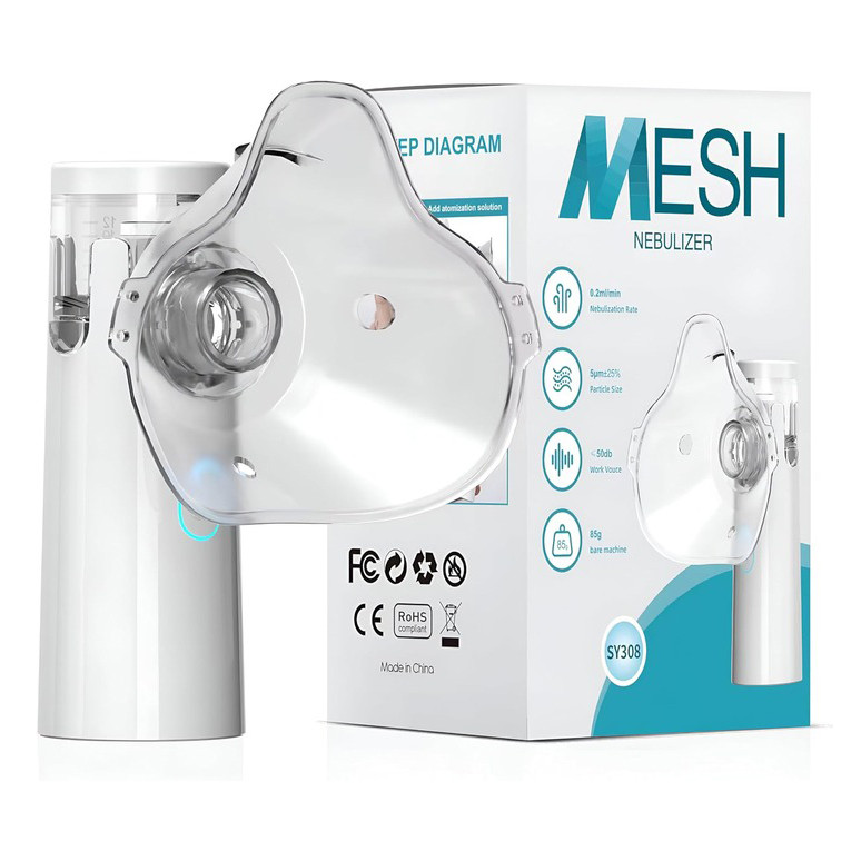 Небулайзер портативний MESH NEBULIZER SY308, Білий, ультразвуковий інгалятор - небулайзер на батарейках