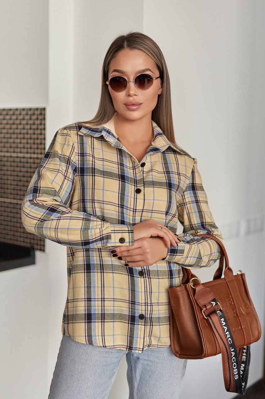 Жіноча картата сорочка оверсайз "Wise" Норма та батал, фото 1