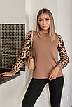 Стильна жіноча кофточка з леопардовими рукавами "Alberta" Норма та батал, фото 3