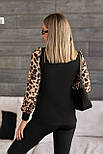 Стильна жіноча кофточка з леопардовими рукавами "Alberta" Норма та батал, фото 10