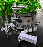 Потужна електром'ясорубка з соковижималкою Zepline 3800 Вт шнекова з насадками для ковбас і овочів 1,5 кг/хв, фото 7