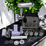 Потужна електром'ясорубка з соковижималкою Zepline 3800 Вт шнекова з насадками для ковбас і овочів 1,5 кг/хв, фото 8