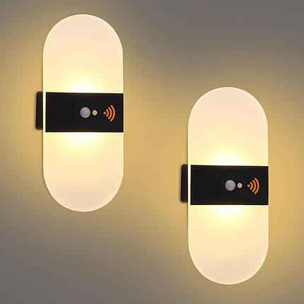 Miawtro 2PCS датчик руху світильники для приміщень, перезаряджувані настінні світильники для приміщень, пе, фото 1