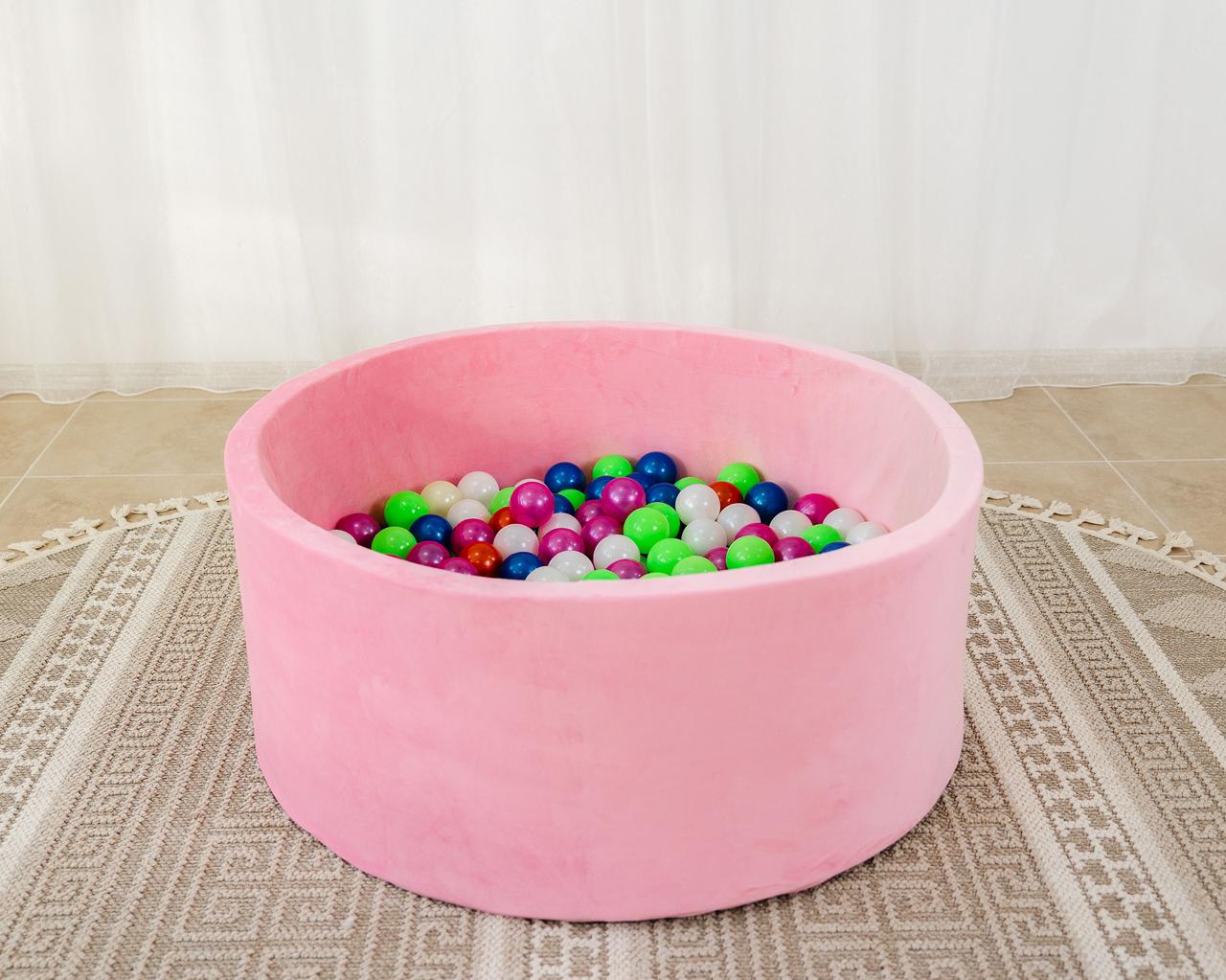 Сухий Басейн для дітей з кольоровими кульками в комплекті 192 кульки,басейн манеж, дитячий сухий басейн, РОЖЕВИЙ, фото 1