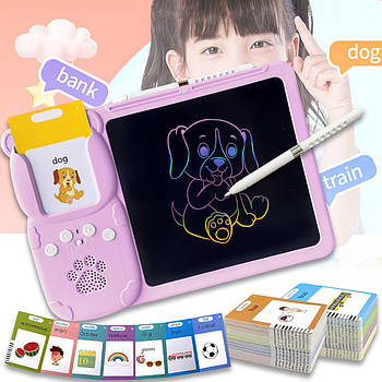 Планшет дитячий з картками для малювання та навчання англійської мови Рожевий