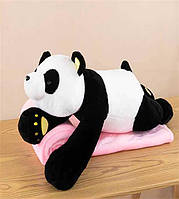 М яка іграшка Панда 67 см з пледом 170х110 см стильний декор для дому та подарунок для дітей і дорослих