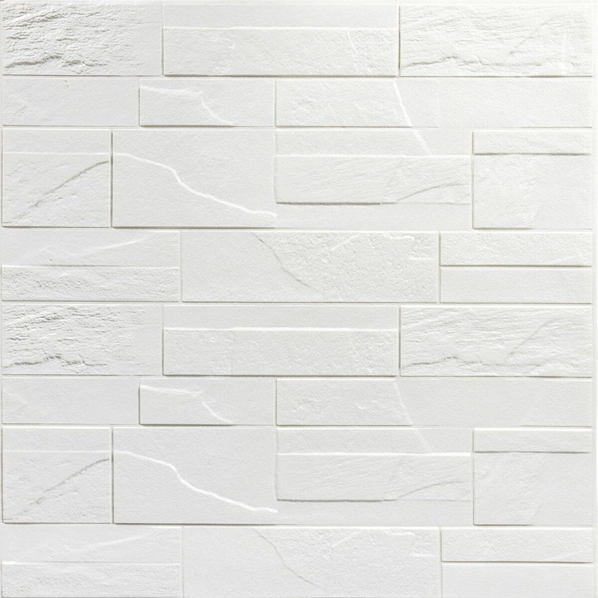 Самоклеюча декоративна 3D панель камінь Біла бита цегла700х770х5мм (180) SW-00000426