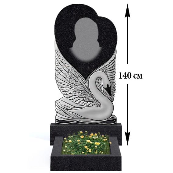 Пам'ятник на могилу з серцем та лебедем (120-60) В-29, фото 1