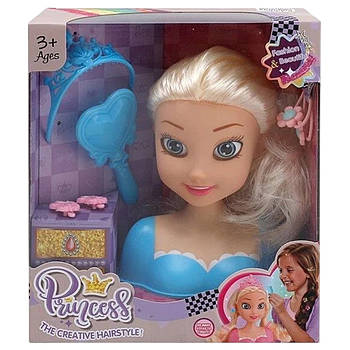 Манекен для зачісок Disney Princess (аксесуари, гребінець, корона, у коробці) LK 1714 F