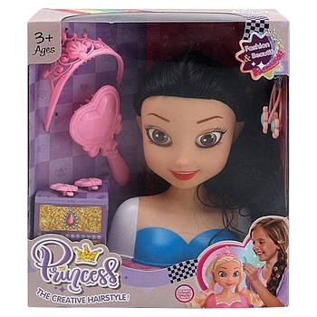 Манекен для зачісок Disney Princess (аксесуари, гребінець, корона, у коробці) LK 1714 C