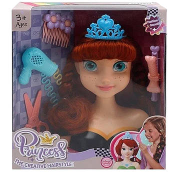 Манекен для зачісок Disney Princess (аксесуари, корона, фен, ножиці, шпильки, у коробці) LK 1713 F