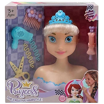 Манекен для зачісок Disney Princess (аксесуари, корона, фен, ножиці, шпильки, у коробці) LK 1713 E