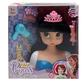 Манекен для зачісок Disney Princess (аксесуари, корона, фен, ножиці, шпильки, у коробці) LK 1713 C