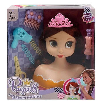 Манекен для зачісок Disney Princess (аксесуари, корона, фен, ножиці, шпильки, у коробці) LK 1713 B