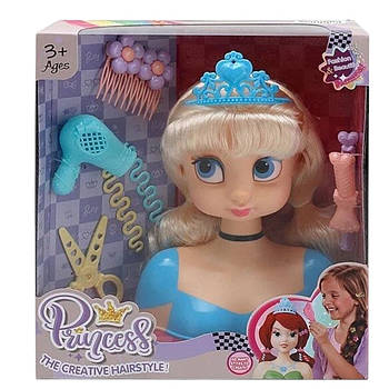 Манекен для зачісок Disney Princess (аксесуари, корона, фен, ножиці, шпильки, у коробці) LK 1713 A