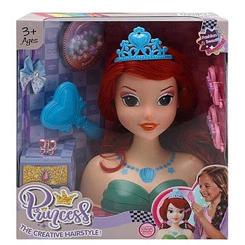 Манекен для зачісок Disney Princess (аксесуари, корона, фен, ножиці, шпильки, у коробці) LK 1712 D