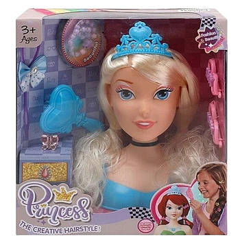 Манекен для зачісок Disney Princess (аксесуари, гребінець, корона, пасмо, у коробці) LK 1712 A